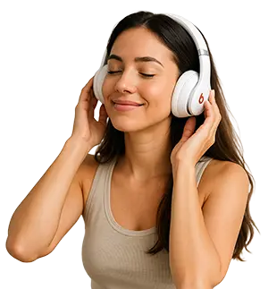 Woman using Neuro Energizer with headphones